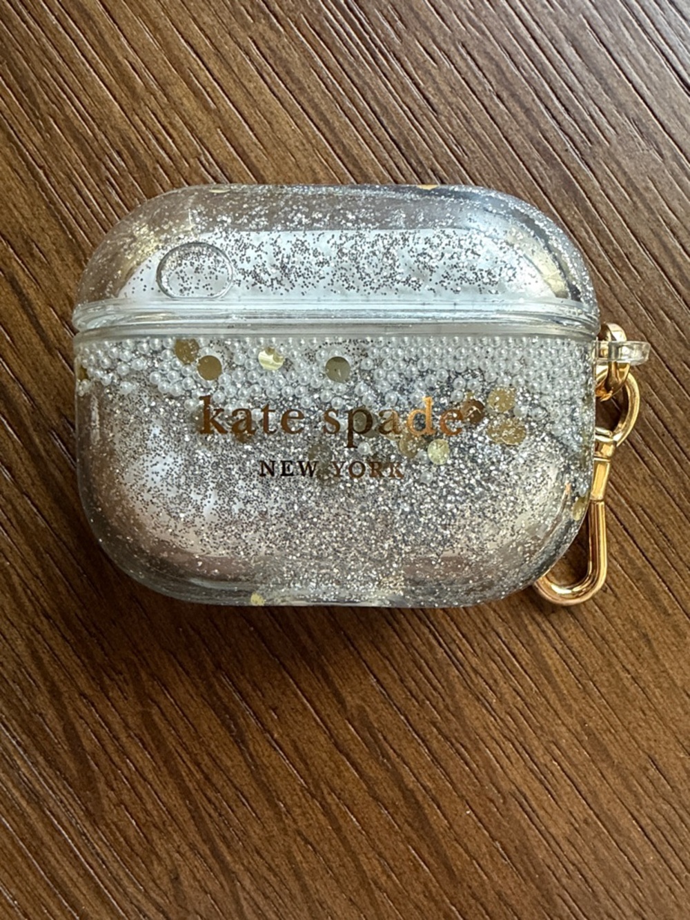 kate spade Clear Glitter AirPods Pro Case with Gold Accents